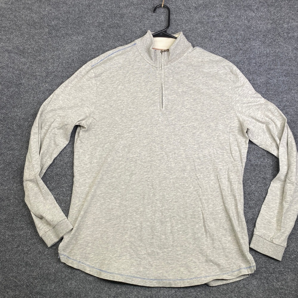 Left Coast Tee Mens Gray 100% Cotton Quarter Zip Pullover Sweater Size M Peru